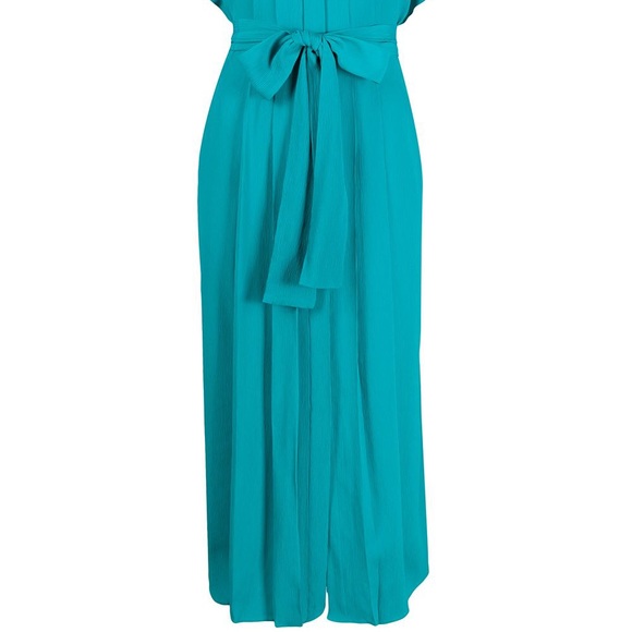 Escada laguna blue, ruffled sleeve pleated dress - Picture 6 of 6